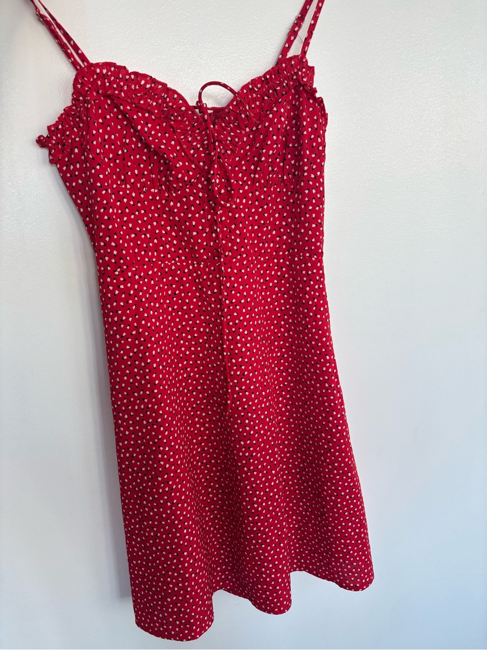 Princess Polly Red Polka Dot Tie-Front Mini Dress - Picture 3 of 4